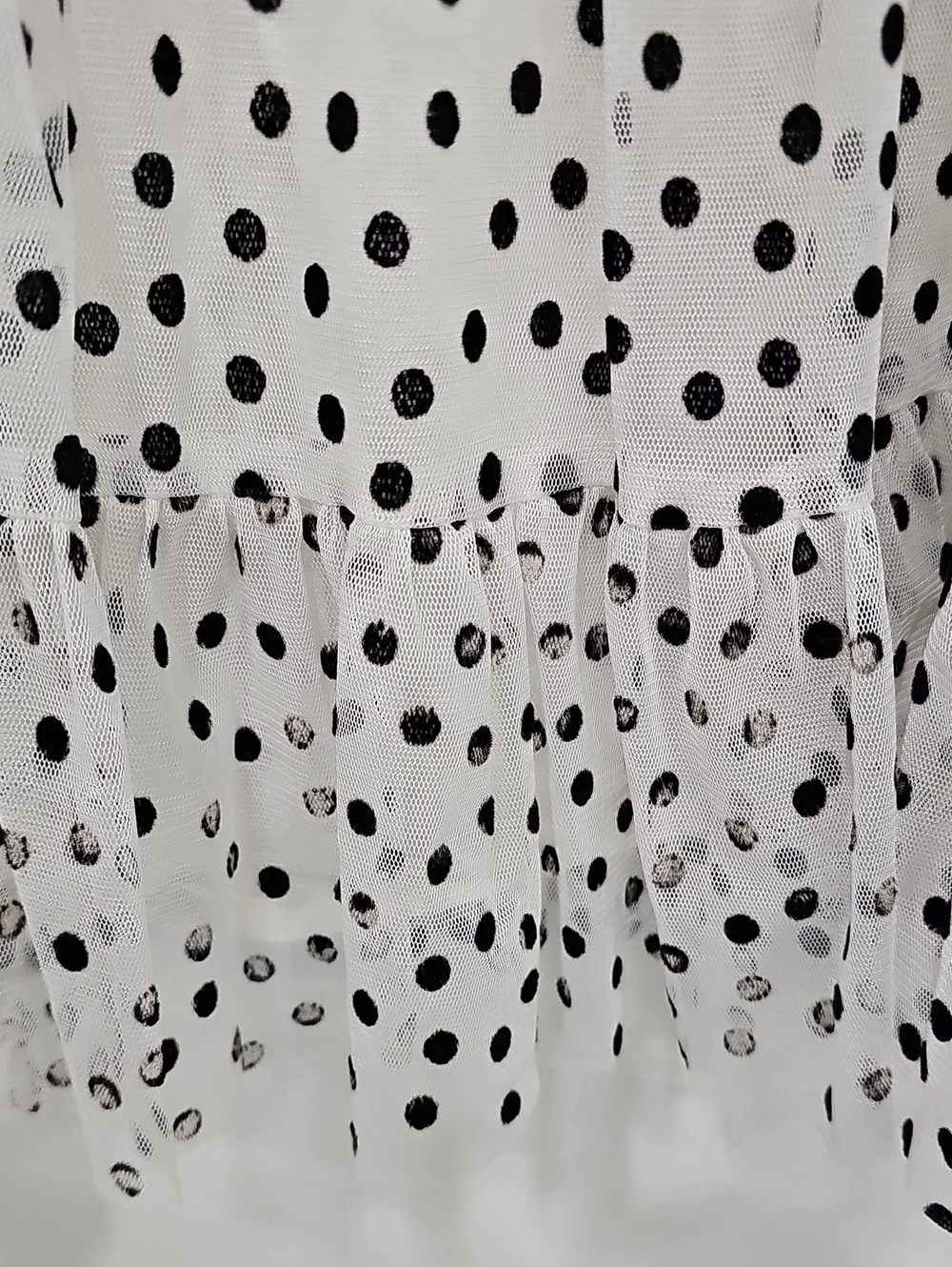 GAP White Dress with Black Polka Dots and Ruffle Hem